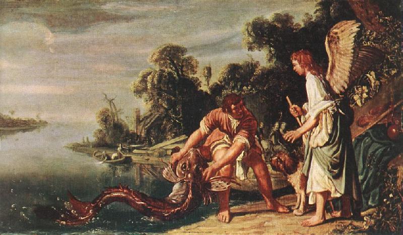LASTMAN, Pieter Pietersz. The Angel and Tobias with the Fish g Sweden oil painting art